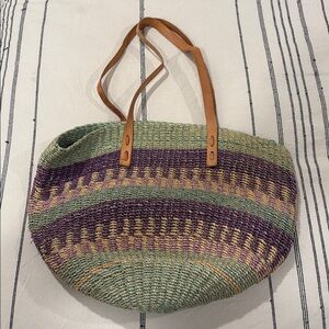 Bohemian Woven sisal market basket tote bag